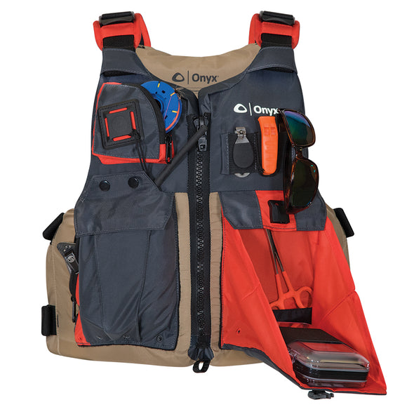 Onyx Kayak Fishing Vest - Adult Universal - Tan/Grey [121700-706-004-17]