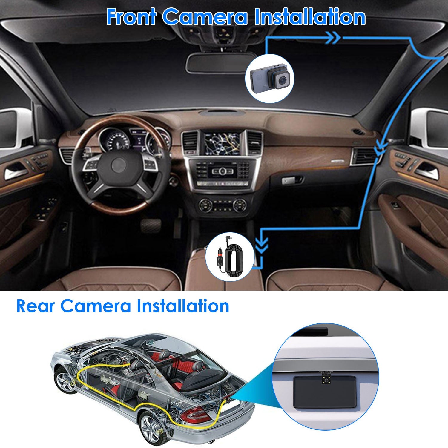 1080P Dual Lens Dash Cam Vehicle Driving Recorder Car DVR with WiFi GPS