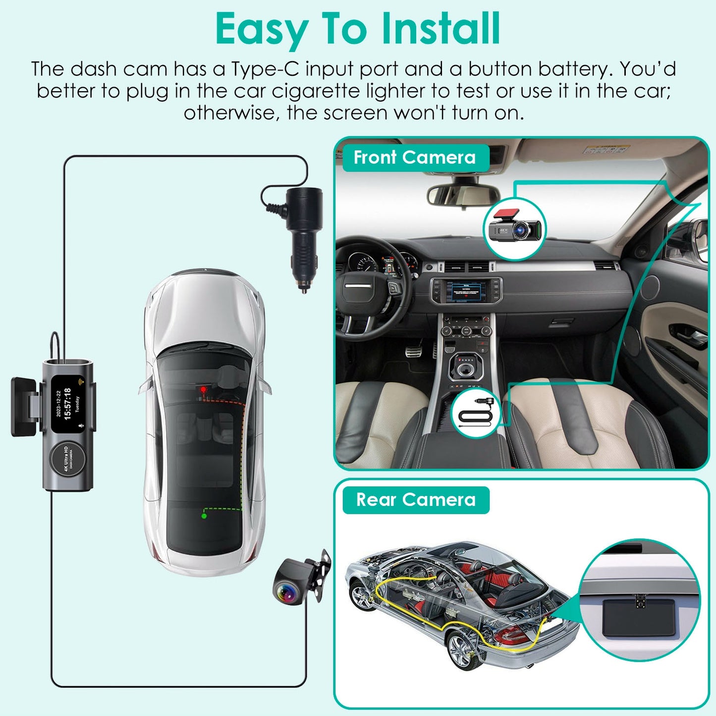4K/1080P Dual Chanel Car Dash Cam 2.4GHz WiFi Car Camera Mini Driving Recorder