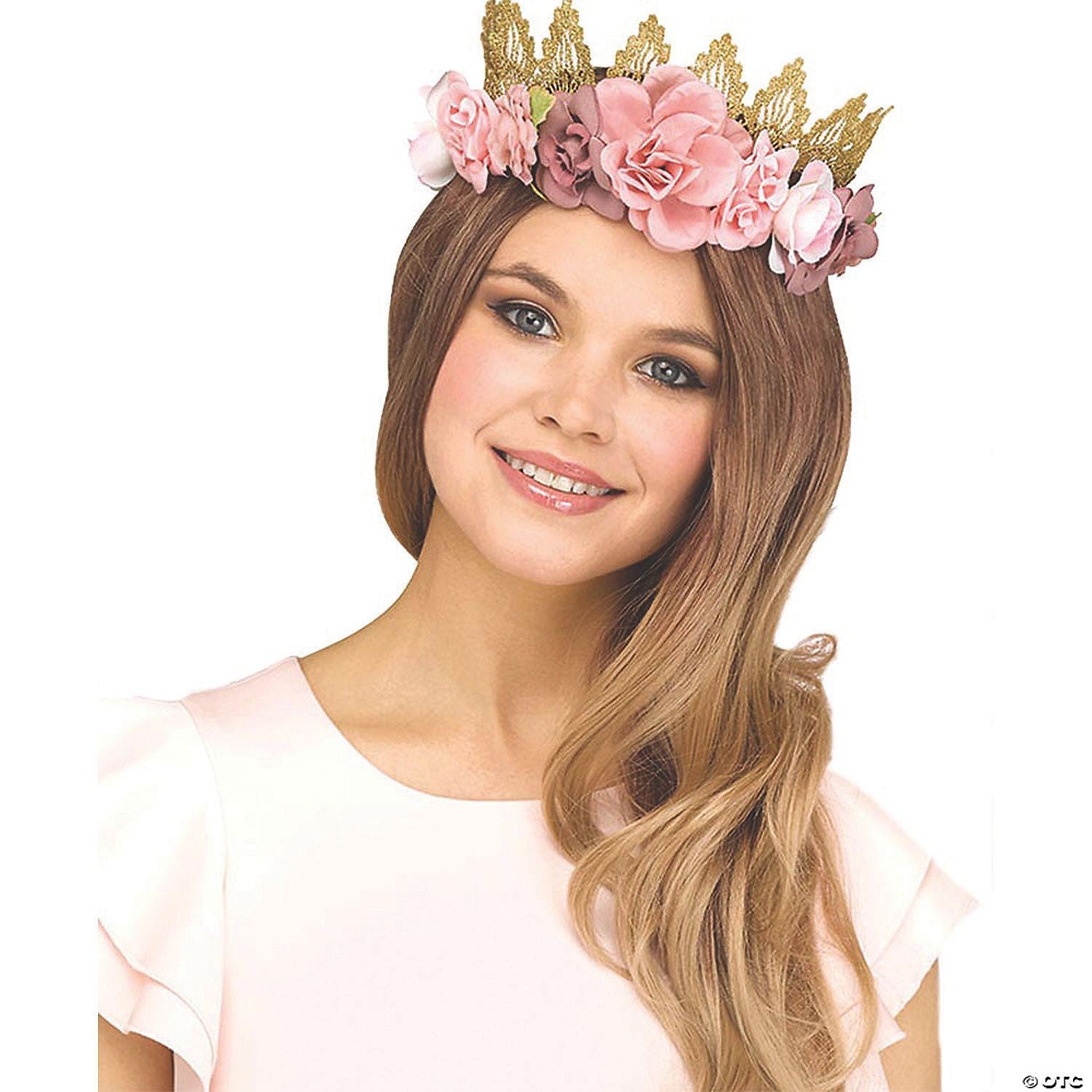 Adults Rose & Gold Fantasy Fairy Floral Crown | Rose Gold