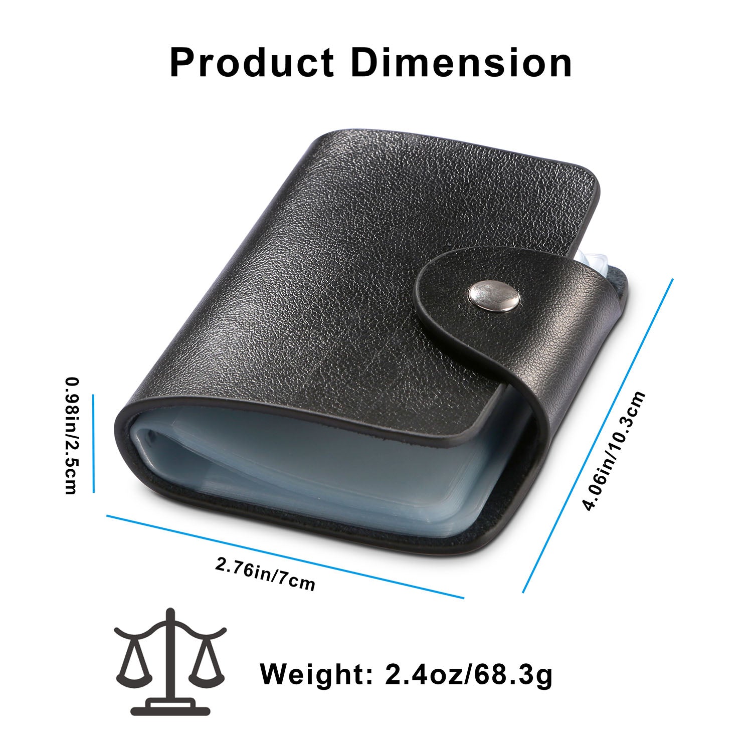 Credit Card Holder Card Organizer Pouch PU Leather Case Snap Closure with 26Pcs