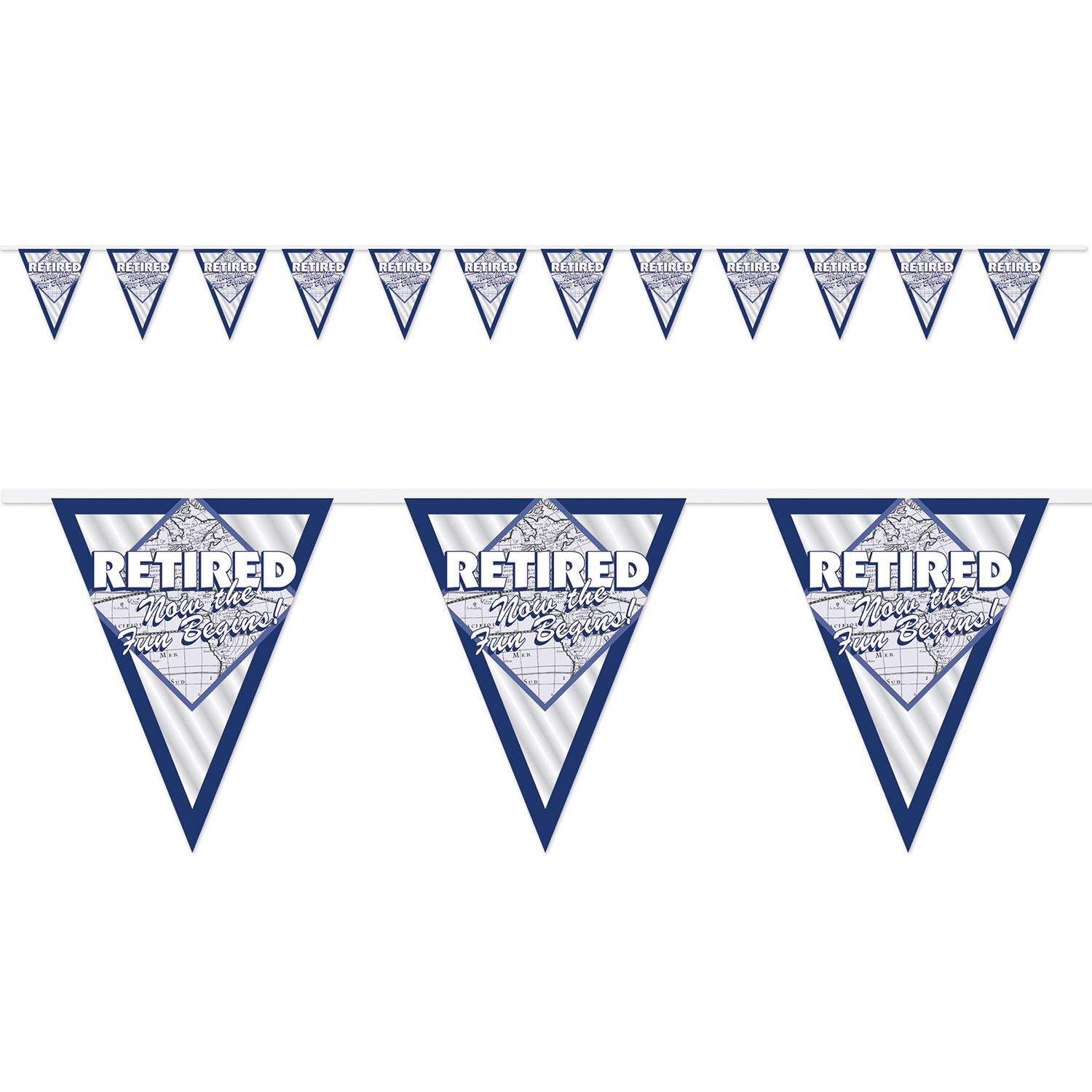 Beistle Retired Now The Fun Begins! Pennant Bnr - Retirement | Party Supply