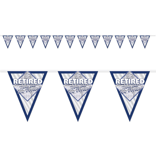 Beistle Retired Now The Fun Begins! Pennant Bnr - Retirement | Party Supply