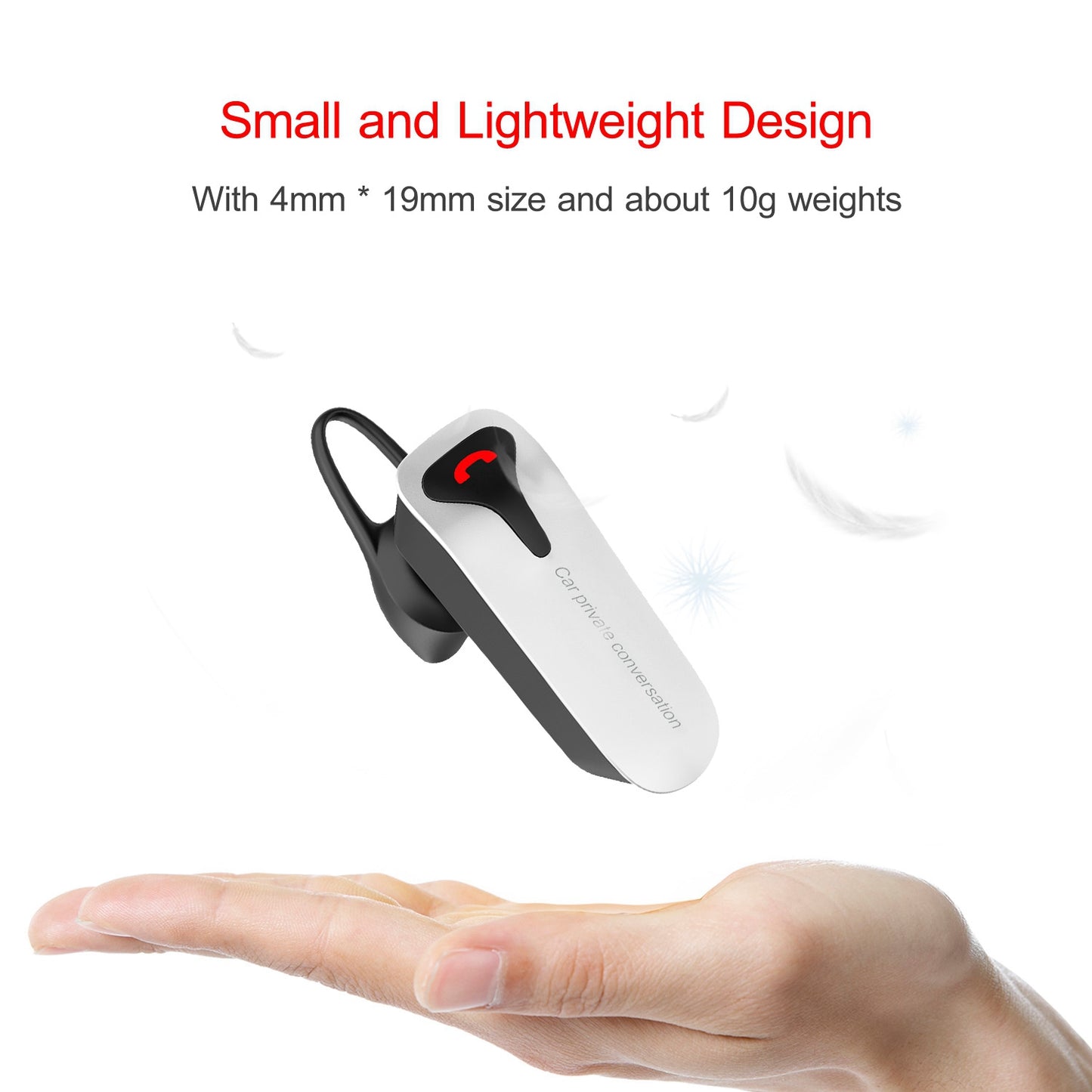 Car FM Transmitter w/ Wireless Earpiece 2 USB Charge Ports Hands-free Call MP3