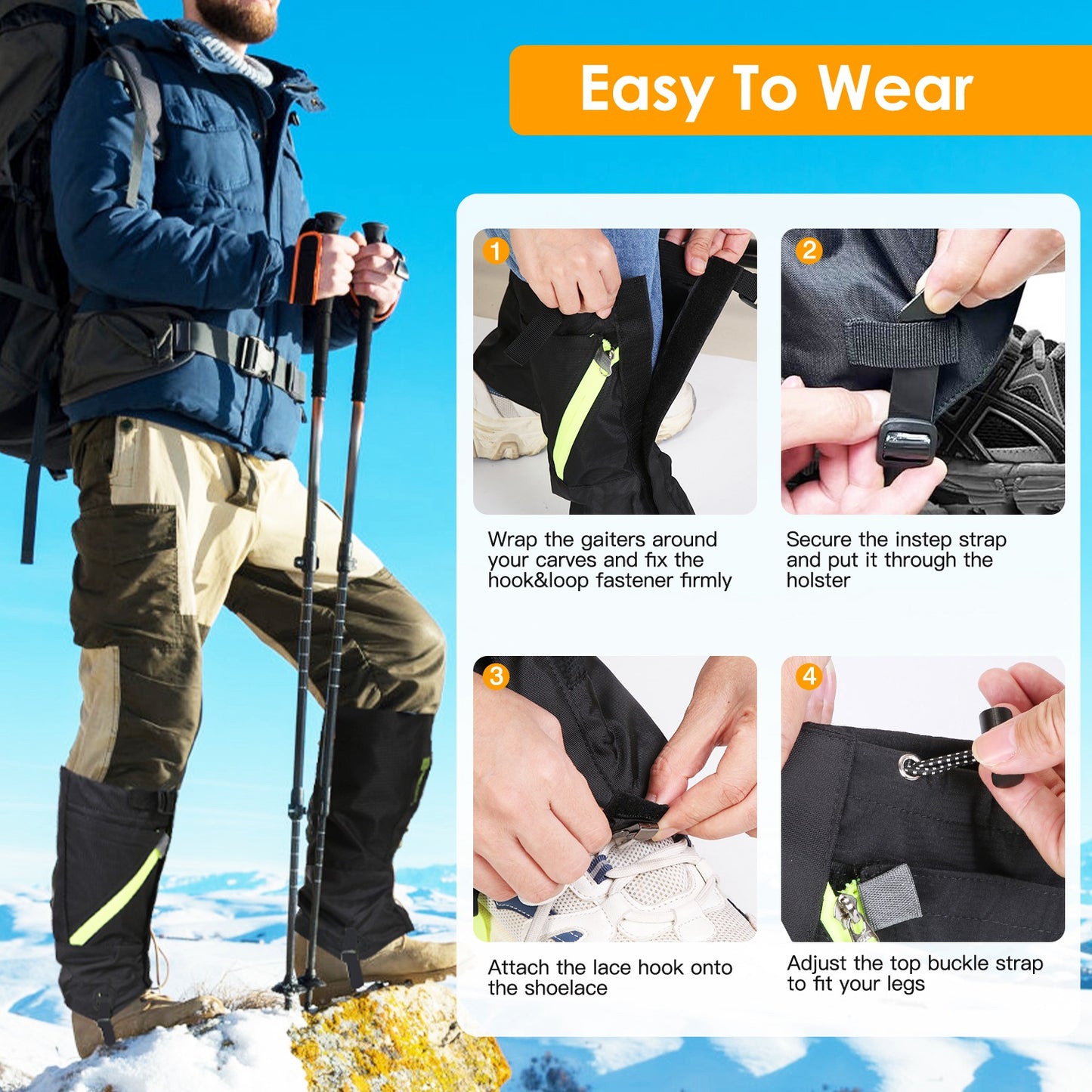 Leg Gaiters Waterproof Snow Boot Gaiters Snow Legging Shoe Gaiters Leg Cover