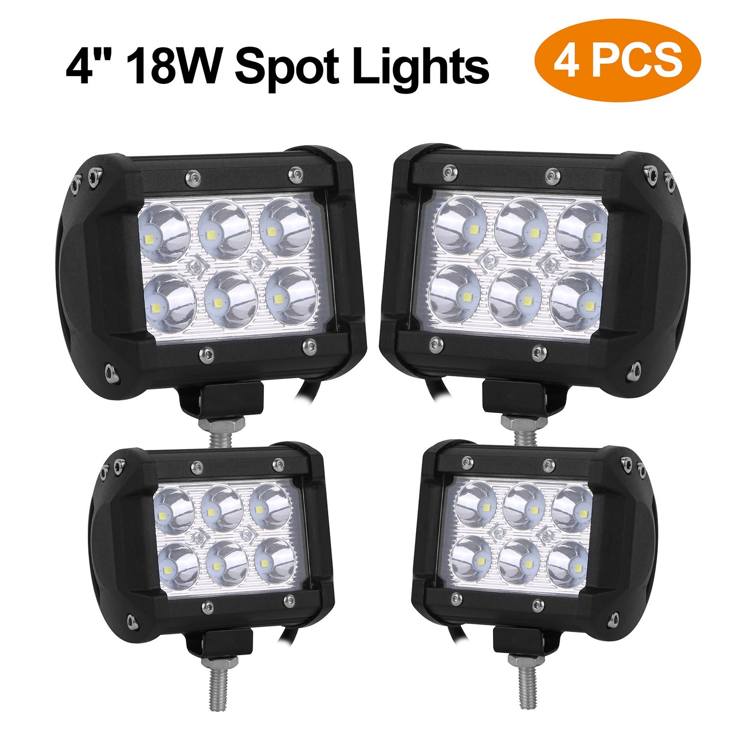 4 PCS 4” 18W Dual Row LED Waterproof Spot Light Pod Cube Light Car Peripheral