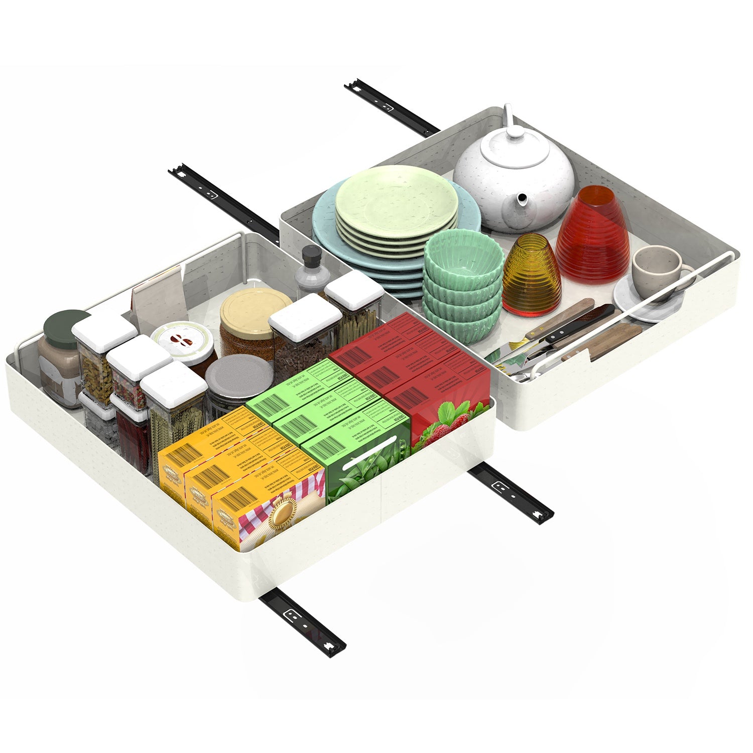 2Pcs Pull Out Cabinet Organizers Sliding Shelf Spice Rack Carbon Steel Roll 9931