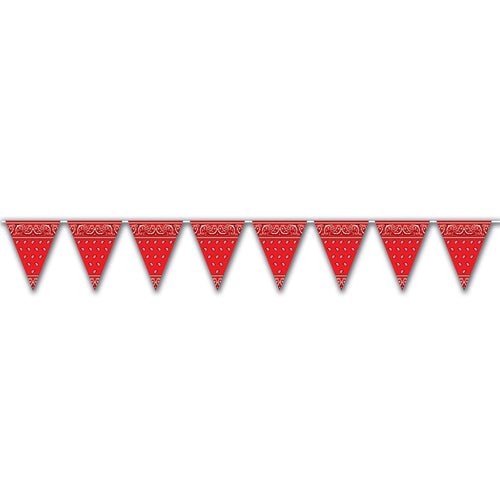 Beistle Western Red Bandana Pennant Banner, 12 ft | Party Supply | Decoration