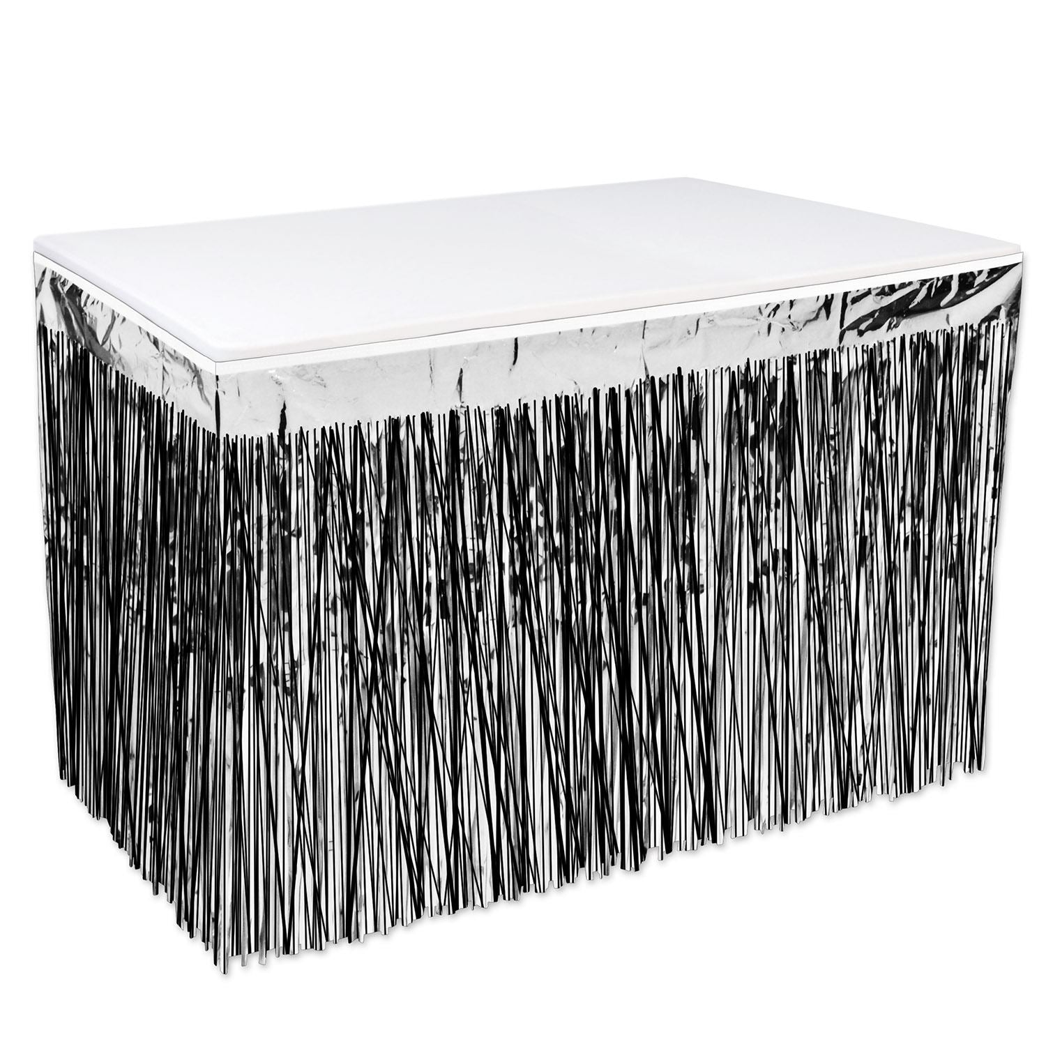 Beistle 2-Ply Metallic Table Skirting - Black and Silver - General Occasion