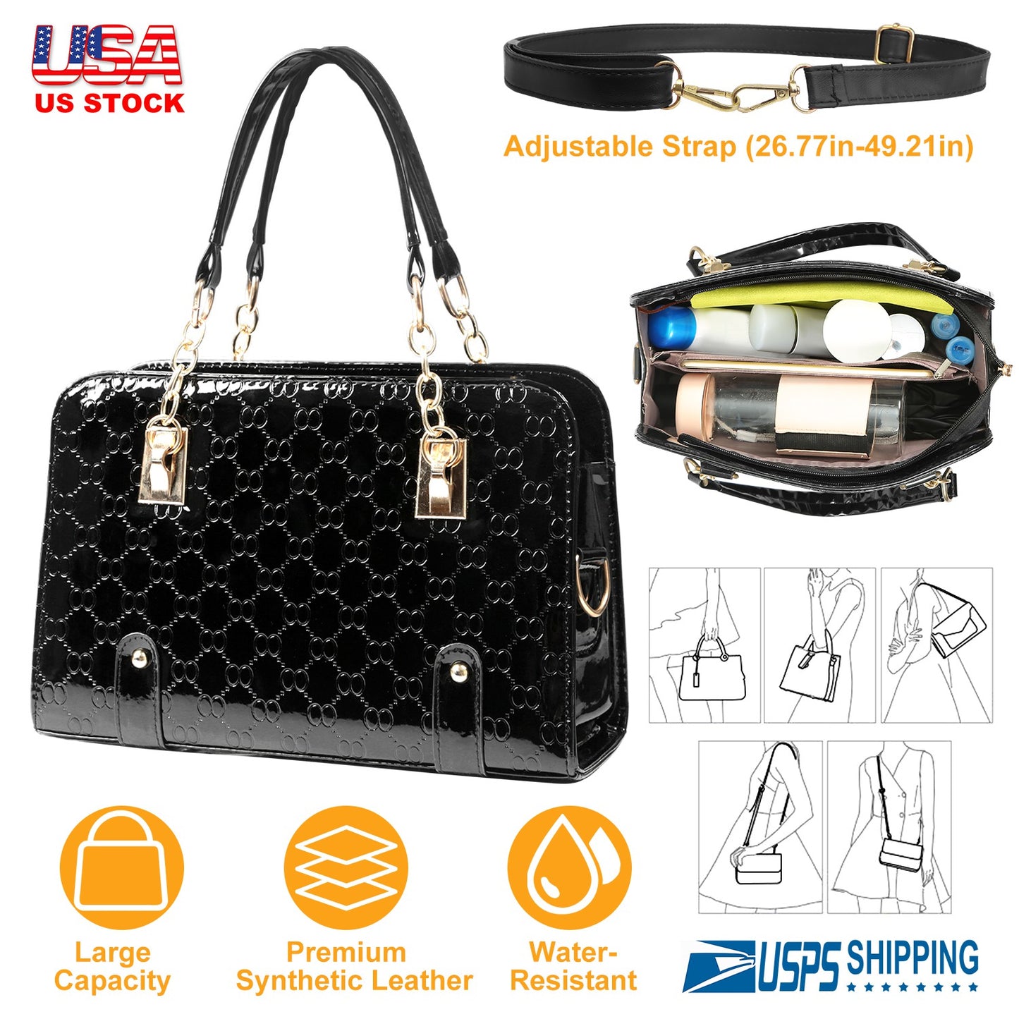 Women s Fashion Leather Handbag Lady Purses Tote Bags Shoulder Satchel