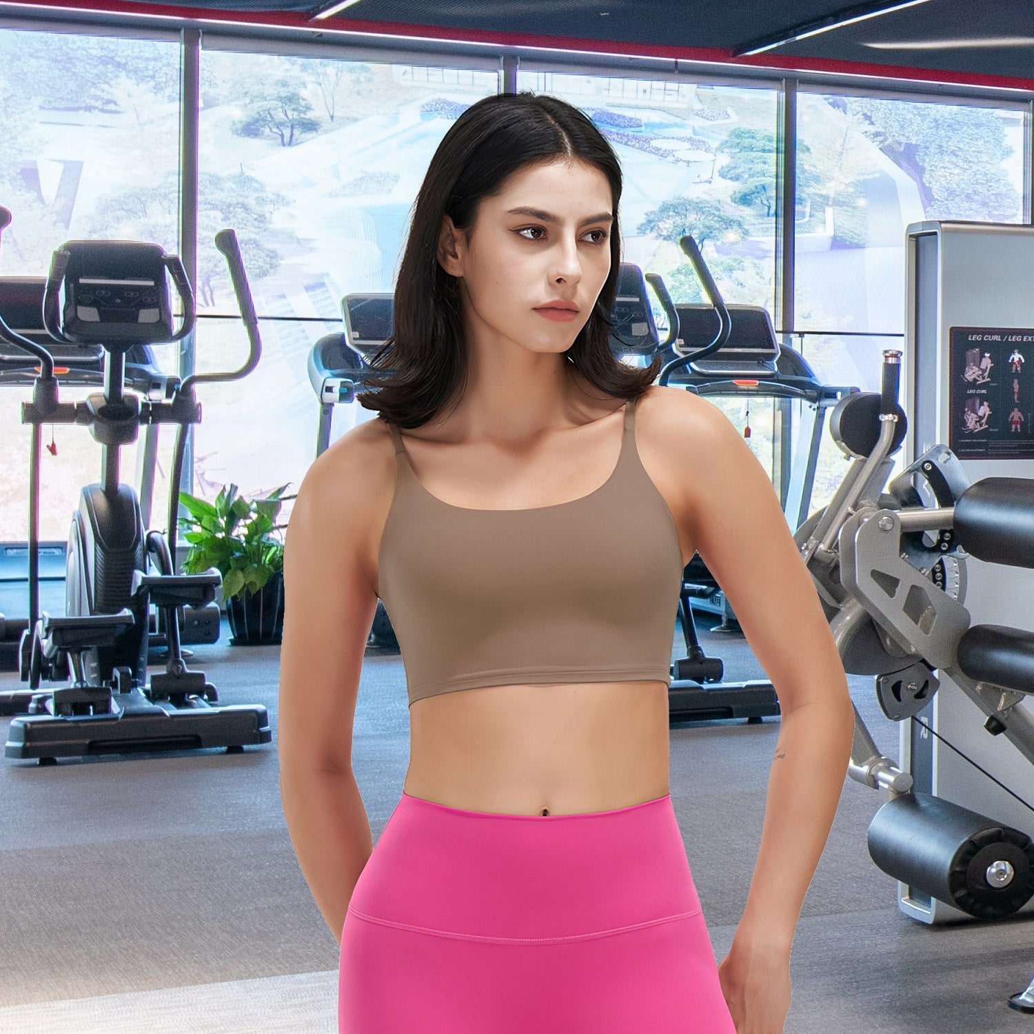 Women Strap Sport Bras Padded Strappy Crop Square Neck Low Impact Bras Sexy