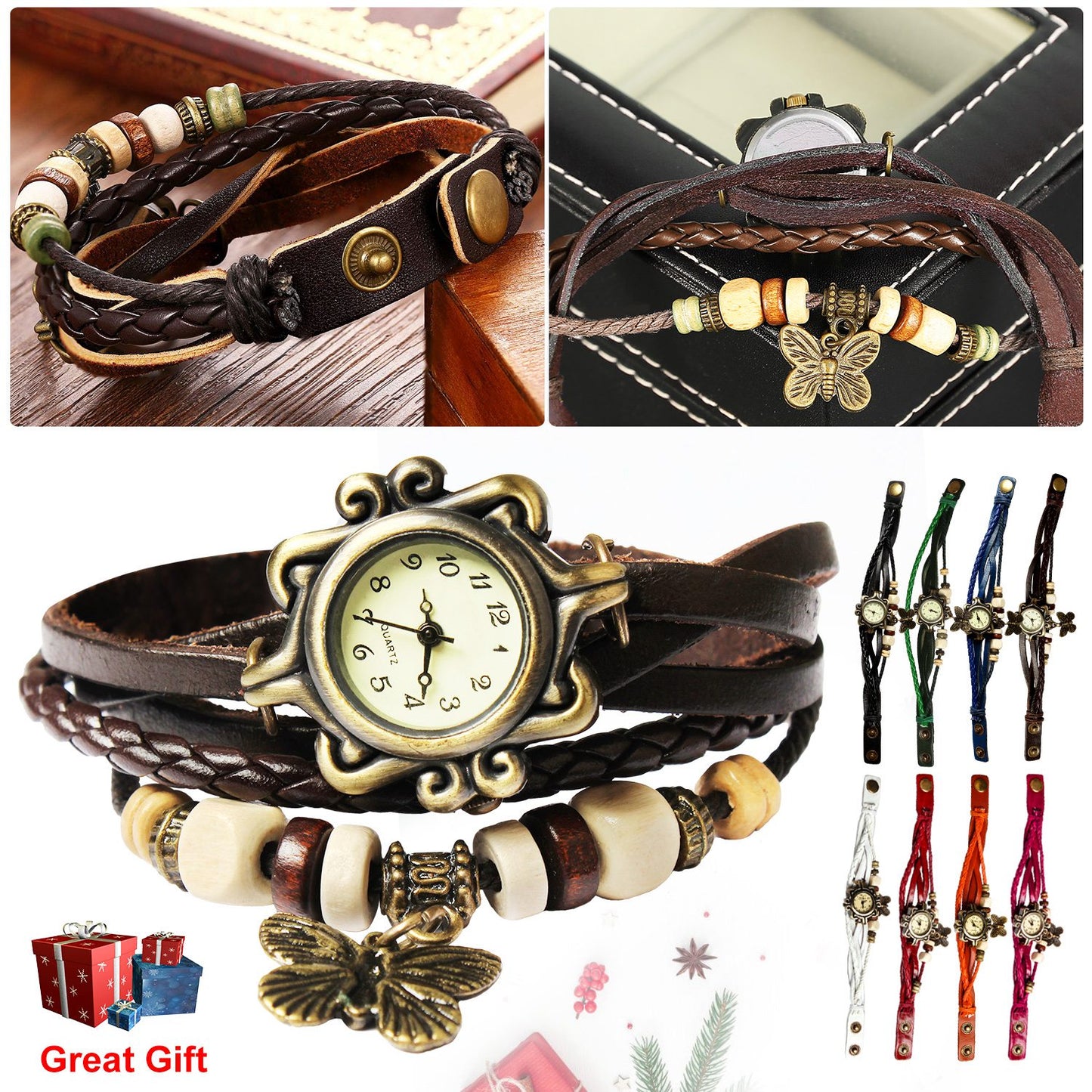 Vintage Women s Watch Bohemian Handmade Leather Watch Quartz Wrist Watch