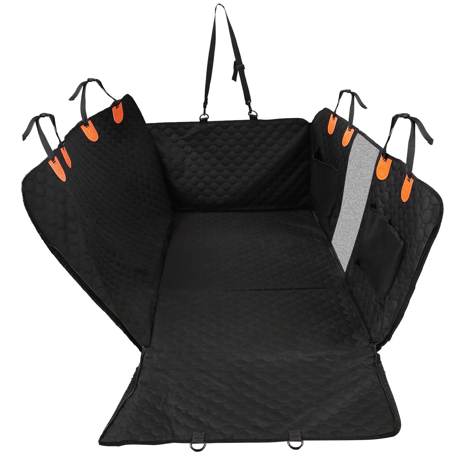 Dog Car Back Seat Cover With Zipper Mesh Window Storage Bags Waterproof 600D