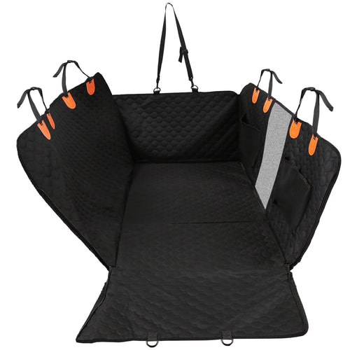 Dog Car Back Seat Cover With Zipper Mesh Window Storage Bags Waterproof 600D