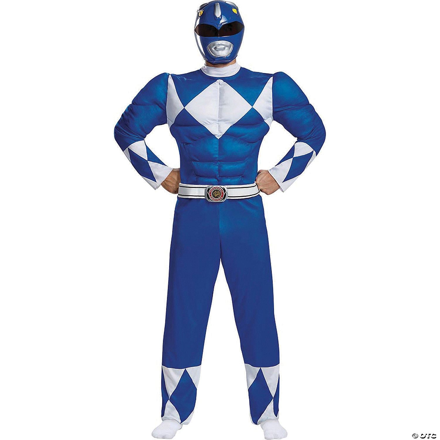 Mens Classic Muscle Mighty Morphin Power Ranger Blue Ranger - Large