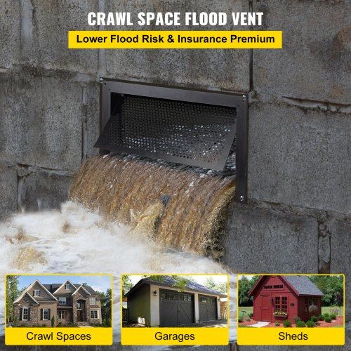 Flood Vent 8" Height x 16" Width x 2" Depth Foundation Flood Vent to Reduce