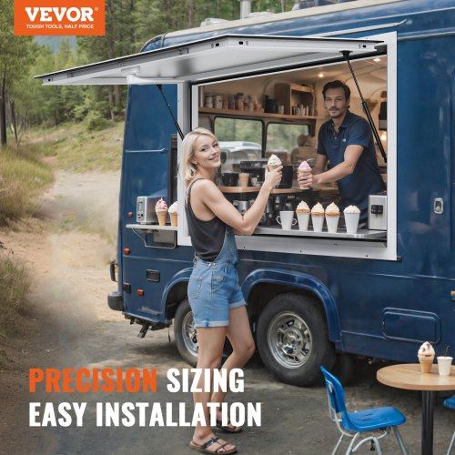 Concession Window 36"x24" Aluminum Alloy Food Truck Service Window with Awnin