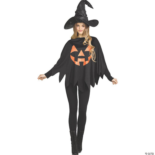 Mens | Adult's Jack-O-Lantern Pumpking Poncho | Halloween Decoration