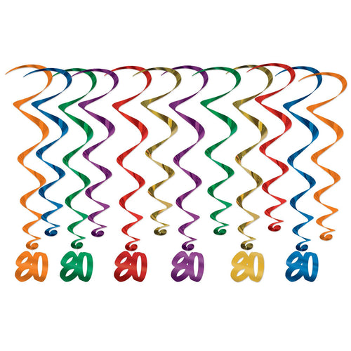 Beistle '80' Whirls - 12 Piece - Birthday-Age Specific | Party Supply