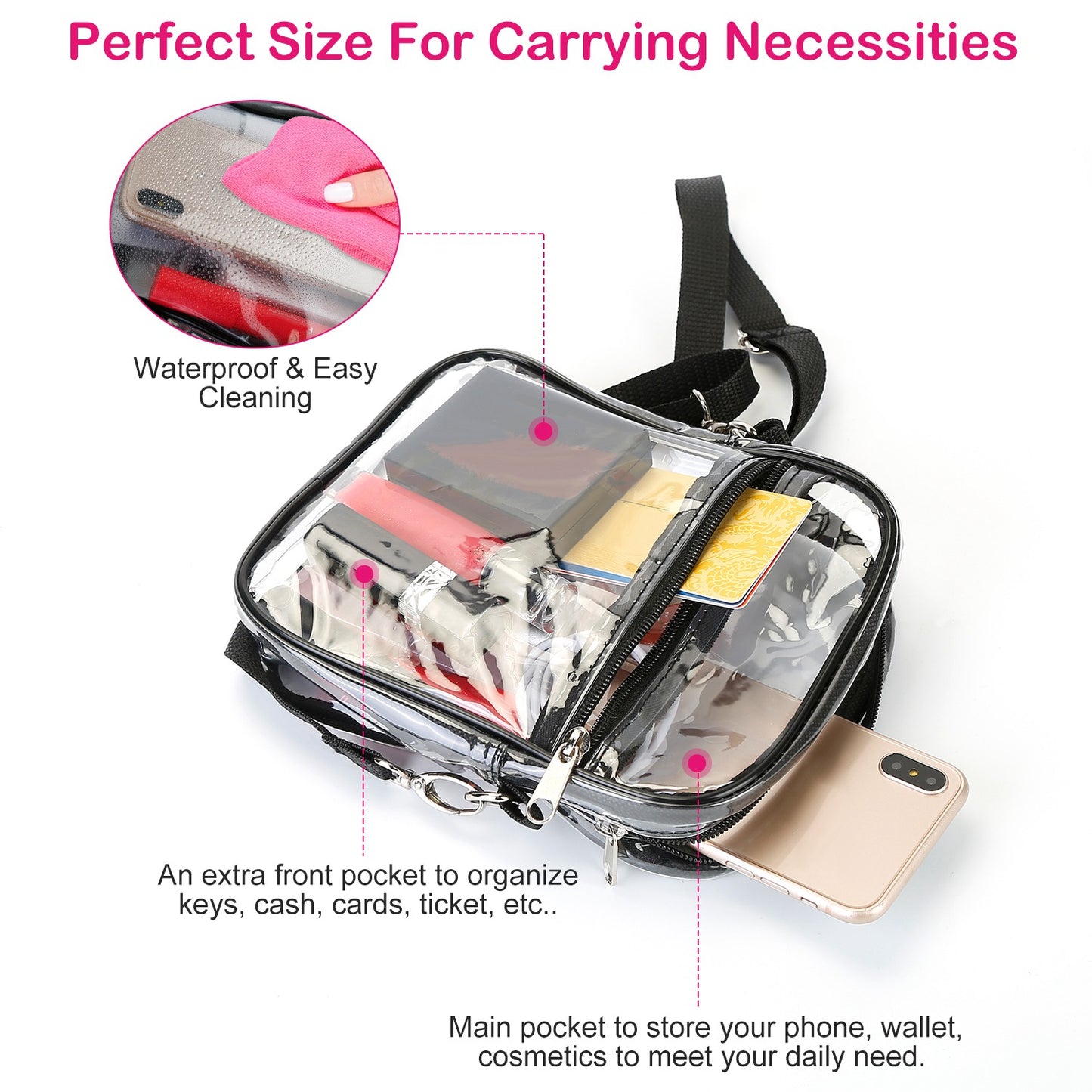 Clear Crossbody Bag Stadium Approved Clear Purse Transparent Small Shoulder Bag