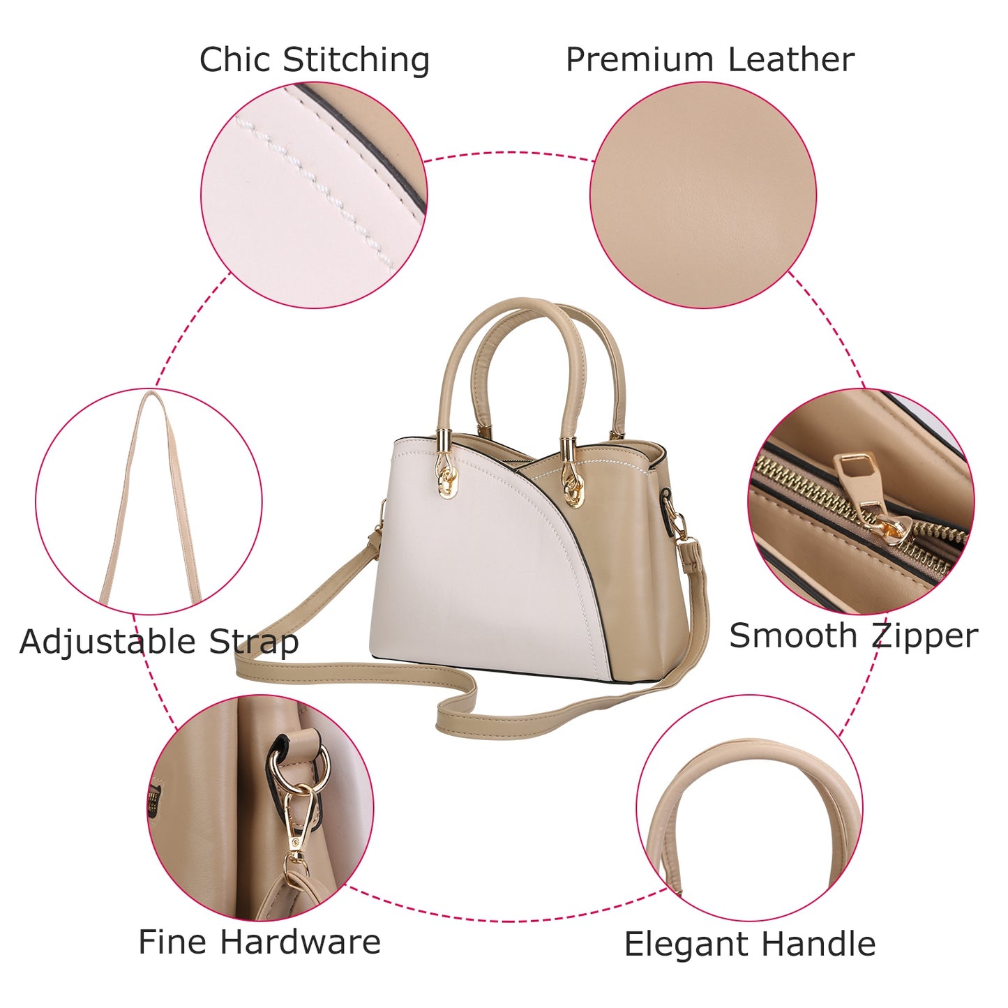 Women Handbags Chic Tote Bags for Ladies Medium-sized Leather Satchel Crossbody