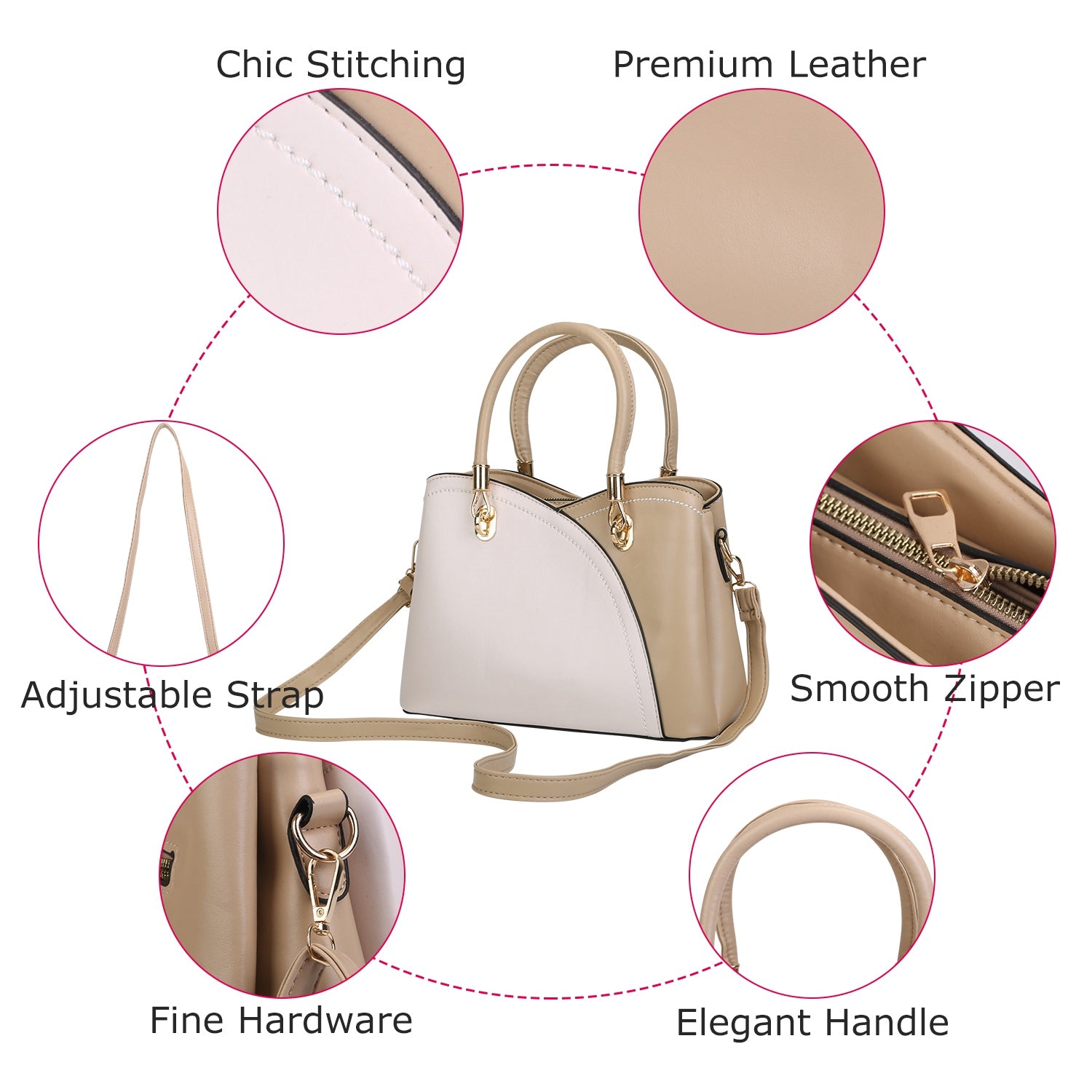 Women Handbags Chic Tote Bags for Ladies Medium-sized Leather Satchel Crossbody