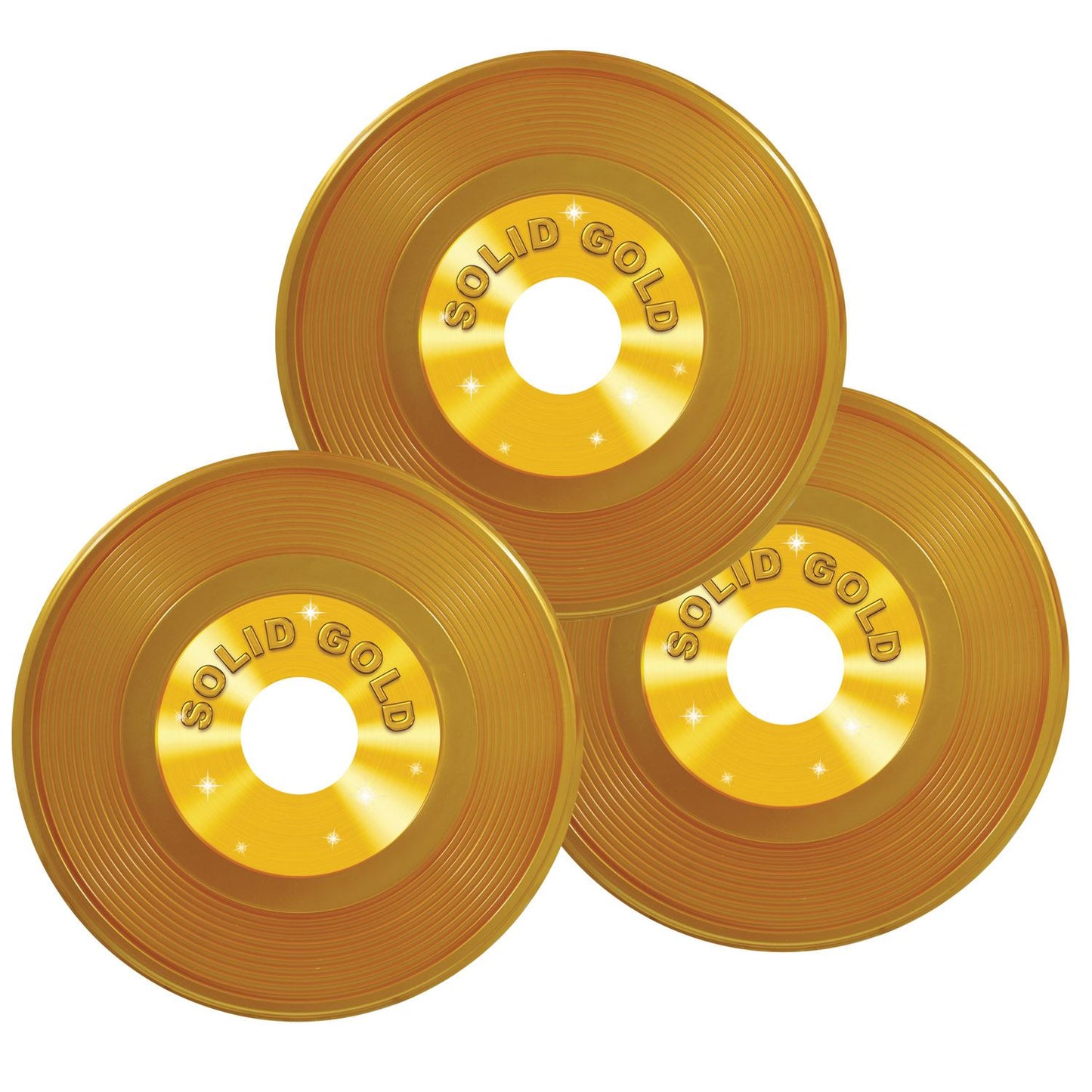 Beistle Gold Plastic Records (3/pkg) - Decoration for 50's / Rock & Roll