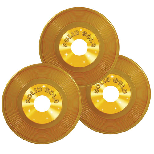 Beistle Gold Plastic Records (3/pkg) - Decoration for 50's / Rock & Roll