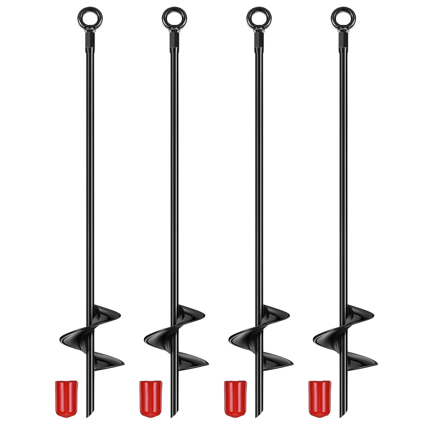 4 Pack Heavy Duty Ground Auger Stakes 2.76in Wide Spiral Drill Bits Soil Hole
