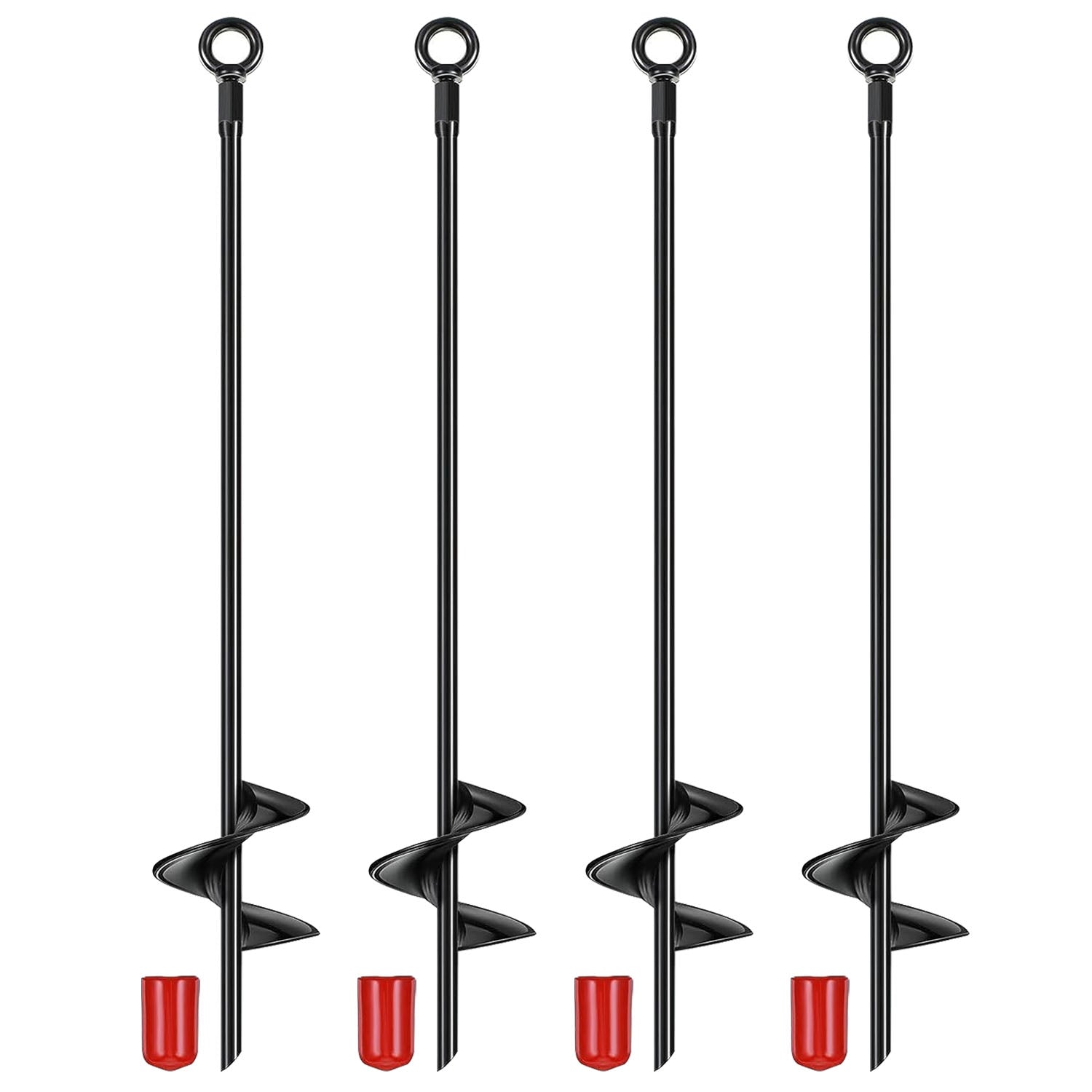 4 Pack Heavy Duty Ground Auger Stakes 2.76in Wide Spiral Drill Bits Soil Hole