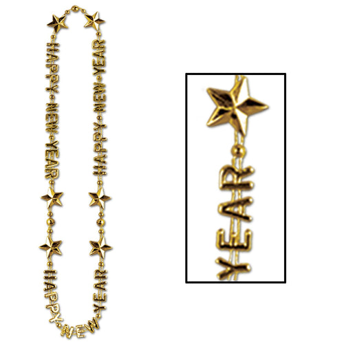 Beistle Gold Happy New Year Beads-of-Expression - New Years | Party Supply