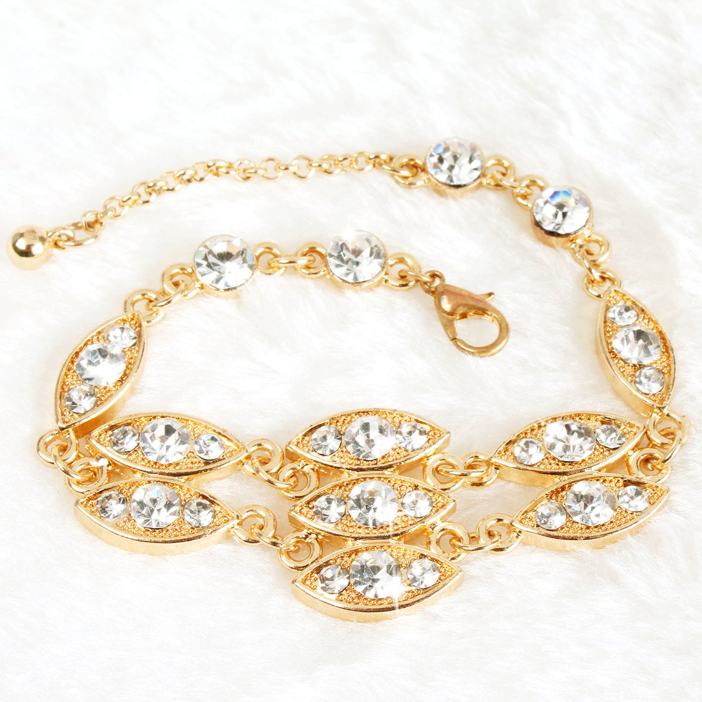 Noble Burnished Gold Bling Rhinestone Bracelet Apparel & Jewelry Retro Wristband