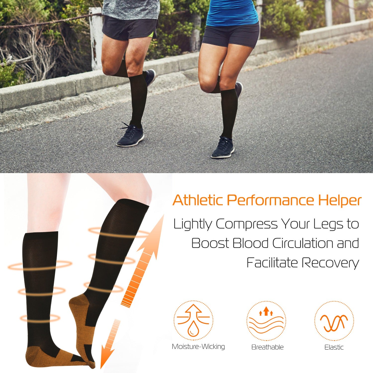 Unisex Copper Compression Socks Women Man Durable Hose Graduated Support Socks