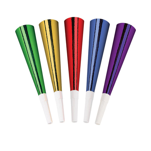 Beistle Multi-Color Foil Horns - New Years | Party Supply | Decoration