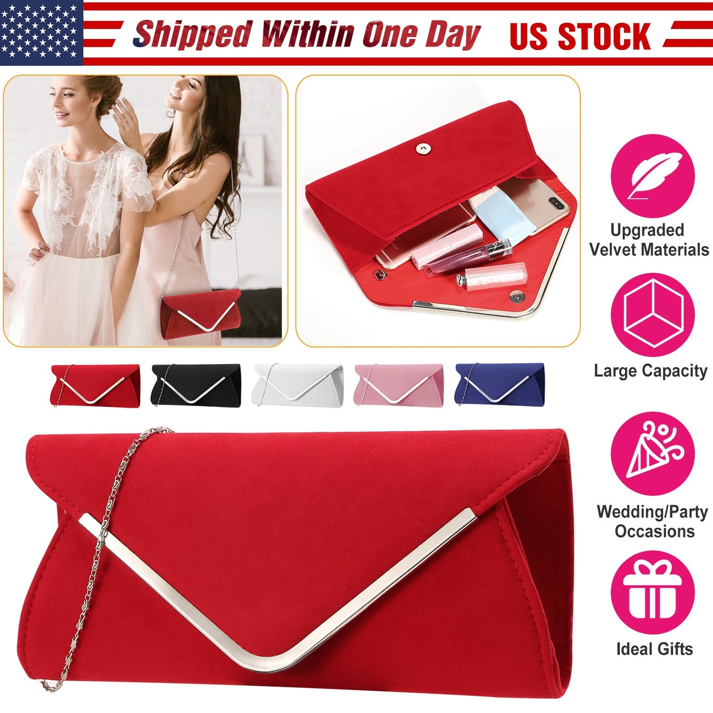 Women Clutch Wallet Bags For Party Wedding Soft Handbag Portable Thin Envelop