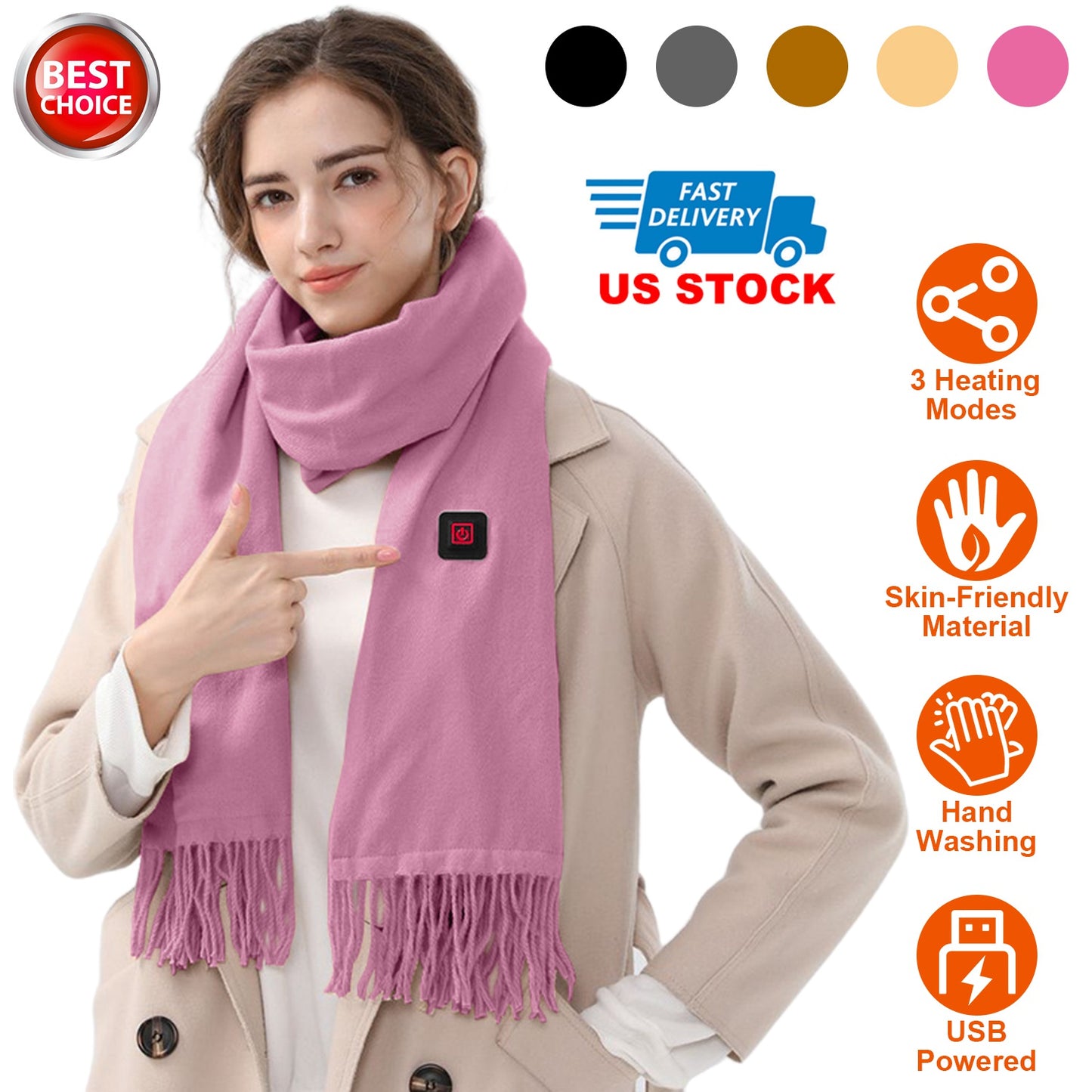 Electric Heated Winter Scarf USB Heating Neck Wrap Unisex Heated Neck Shawl