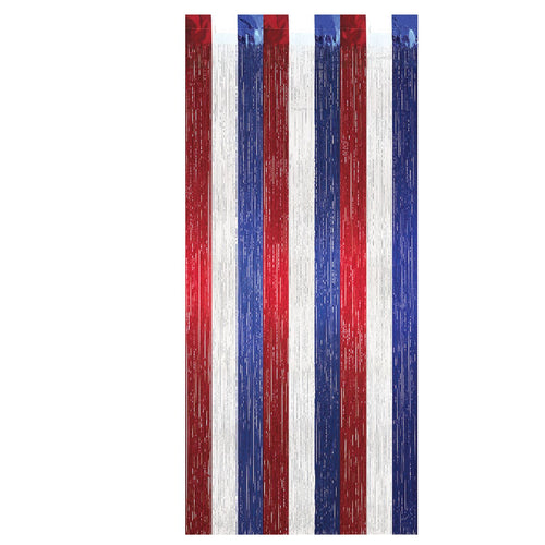 Beistle Red, White, and Blue 1-Ply Gleam N Curtain - Patriotic | Party Supply