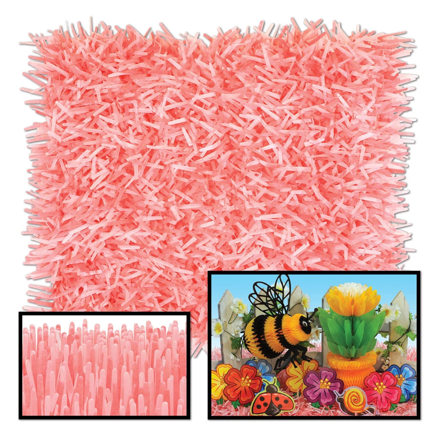 Beistle Dusty Rose and Pink Tissue Grass Mats - Spring/Summer | Party Supply