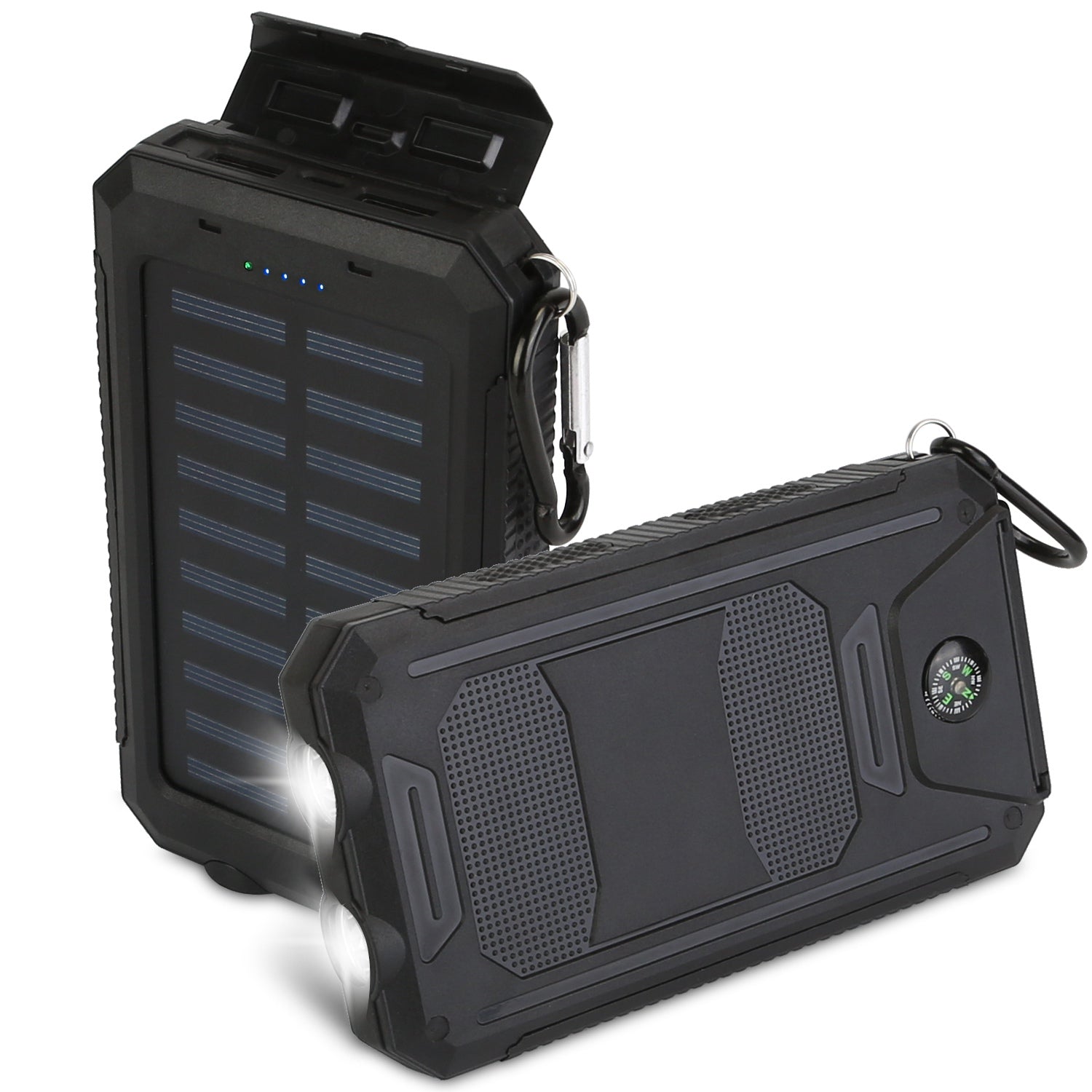 10000mAh Solar Power Bank External Battery Pack Dual USB Ports Outdoor Charger