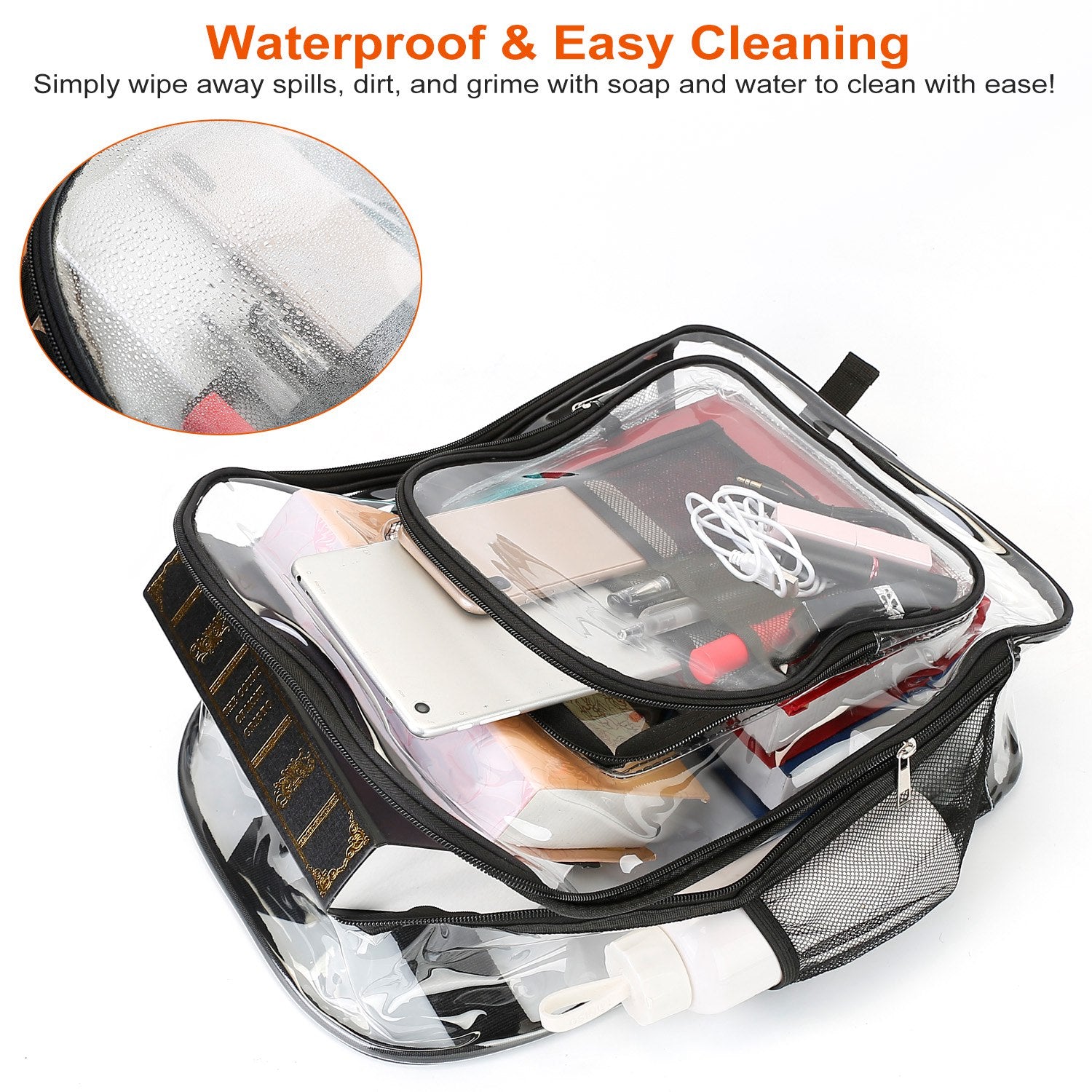 Clear Backpack Heavy Duty Transparent Book Bag Waterproof PVC Clear Backpack