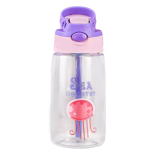 16.2Oz Leak-proof Kids Water Bottle with Straw Push Button Sport Water Bott 8536