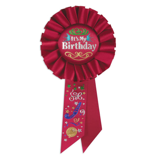 Beistle Red It's My Birthday Rosette Ribbon - Party Supply for Birthday