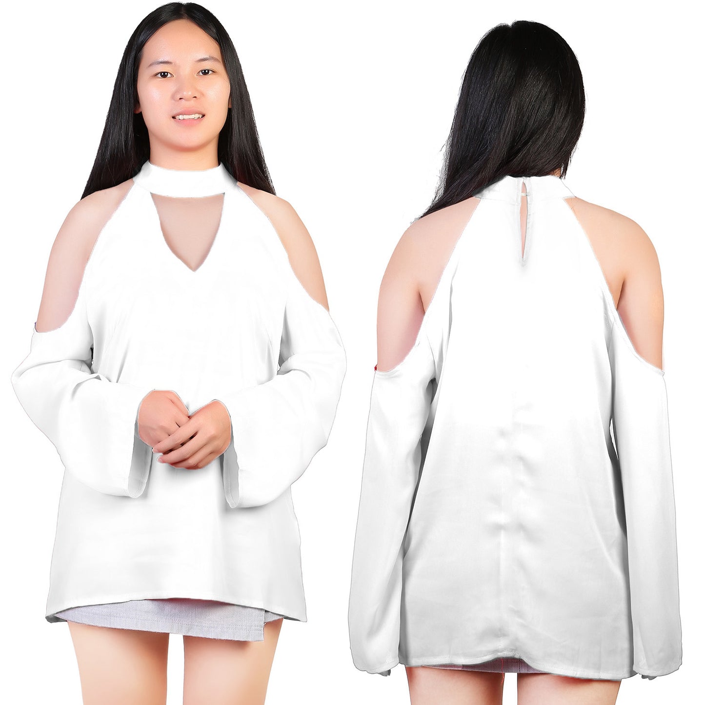 Women s Sexy Off The Shoulder Blouses Cold Shoulder Tops V-Neck Long Sleeve