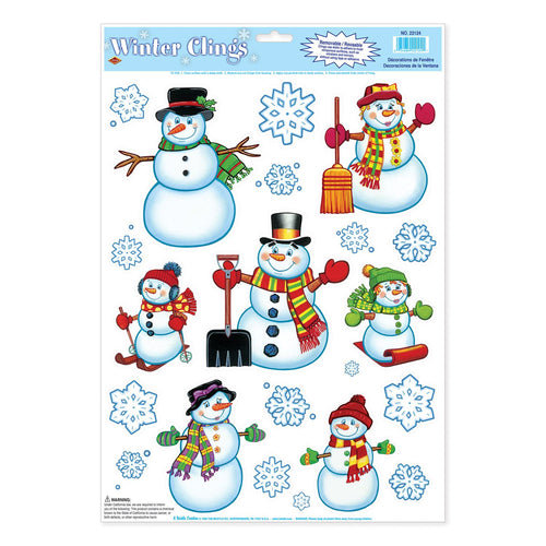 Beistle Snowmen and Snowflakes Window Clings - Decoration Christmas / Winter