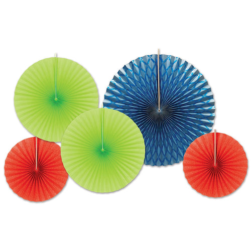 Beistle Assorted Paper & Foil Decorative Fans - Lime Green - Birthday | Party