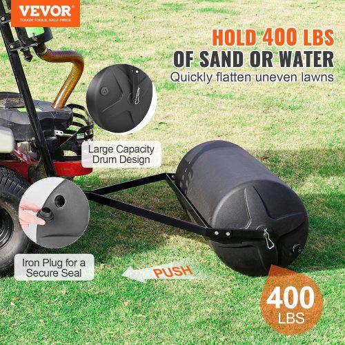 Tow Behind Lawn Roller 400lbs Sand/Water Filled Yard Roller LLDPE Drum
