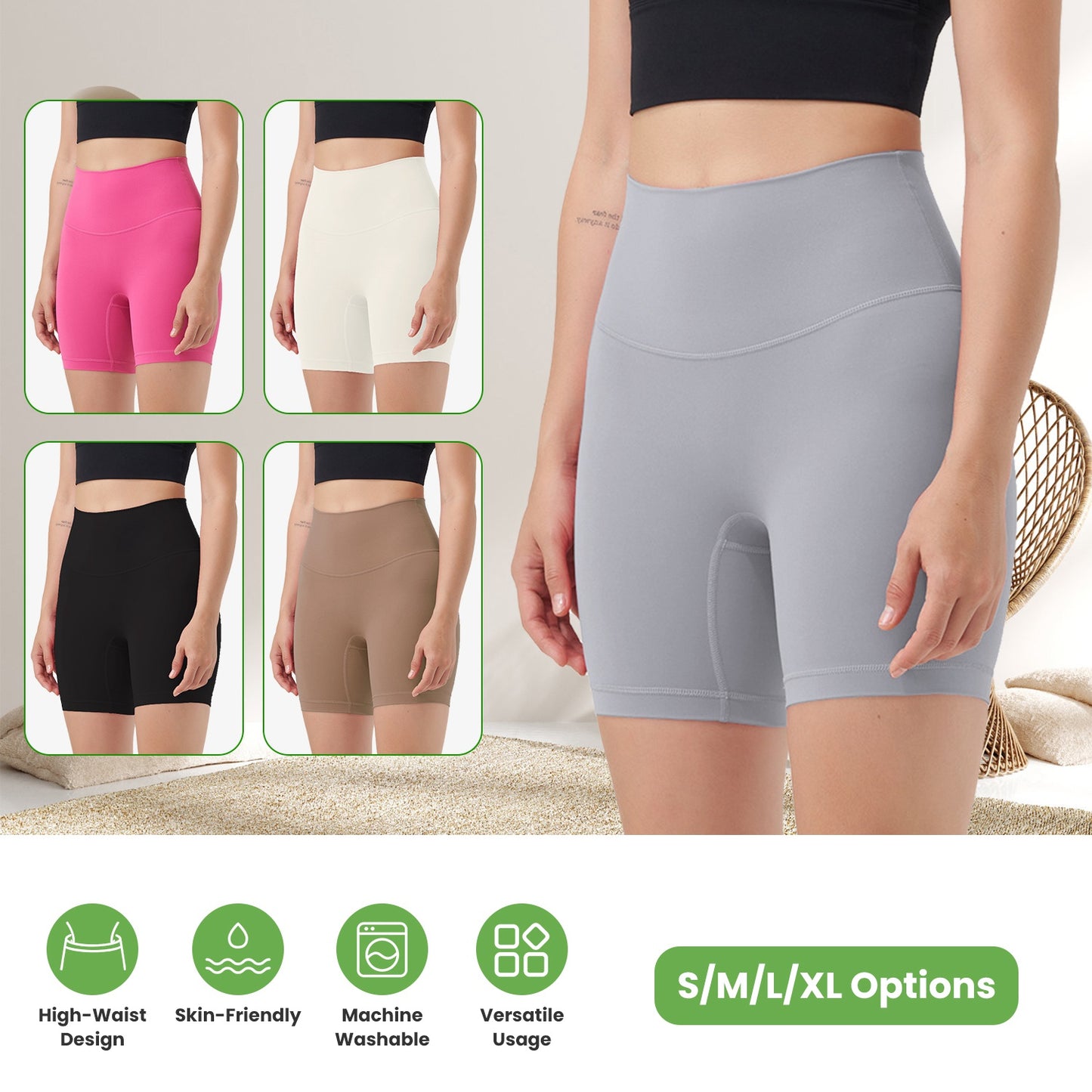 Women s High Waist Biker Shorts Tummy Control Pants Athletic Leggings Spandex