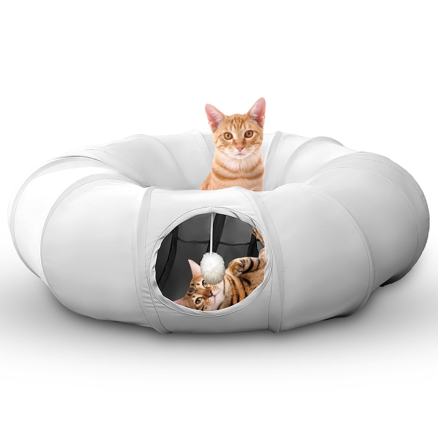 Indoor Cat Tunnel Bed with Interactive Hanging Ball Circle Cat Tunnel Cooling