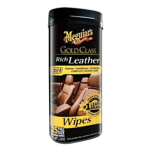 Meguiars Gold Class Rich Leather Cleaner Conditioner Wipes [G10900]