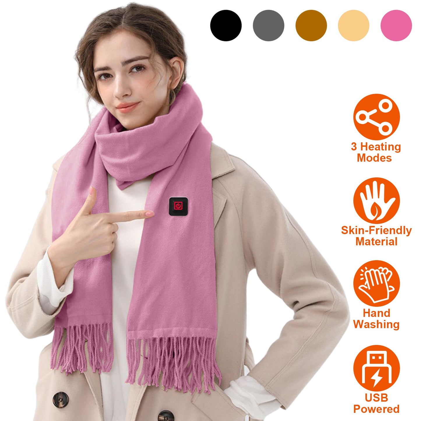 Electric Heated Winter Scarf USB Heating Neck Wrap Unisex Heated Neck Shawl